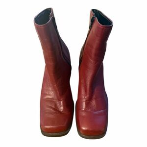 Burgundy Leather Northern Explorer Ankle Boots with chunky heel women’s 6.5